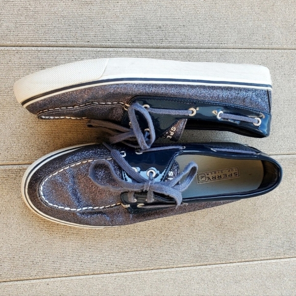 Sperry Top Sider 9770868 Biscayne Navy Blue Glitter Boat Shoes Womens Sz US 9.5M - Picture 6 of 11